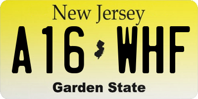 NJ license plate A16WHF