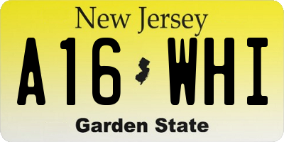 NJ license plate A16WHI