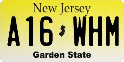 NJ license plate A16WHM