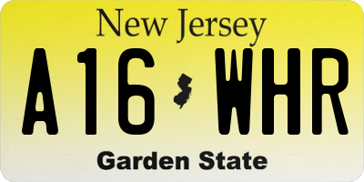 NJ license plate A16WHR