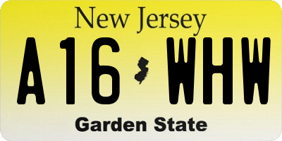 NJ license plate A16WHW