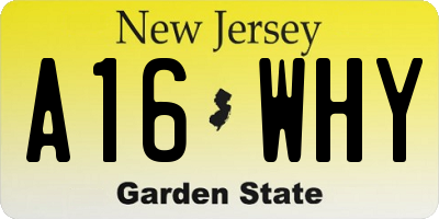 NJ license plate A16WHY