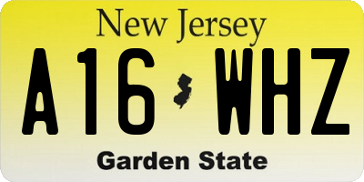 NJ license plate A16WHZ