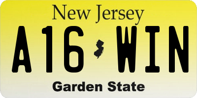 NJ license plate A16WIN