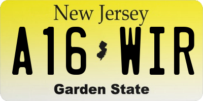 NJ license plate A16WIR