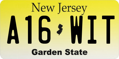 NJ license plate A16WIT