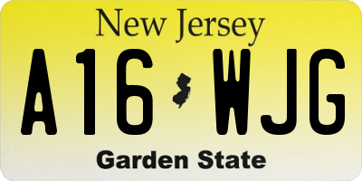 NJ license plate A16WJG