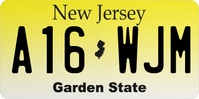 NJ license plate A16WJM
