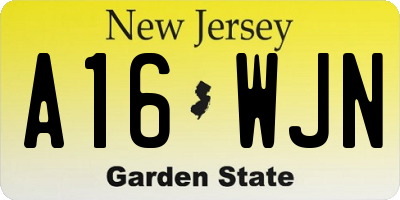 NJ license plate A16WJN