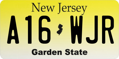NJ license plate A16WJR