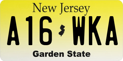 NJ license plate A16WKA