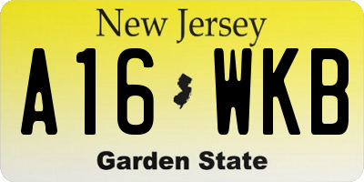 NJ license plate A16WKB