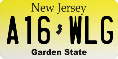 NJ license plate A16WLG
