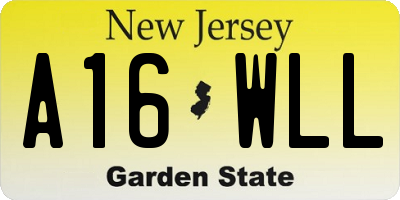 NJ license plate A16WLL