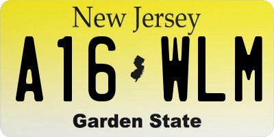 NJ license plate A16WLM