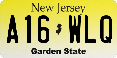 NJ license plate A16WLQ