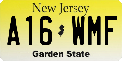 NJ license plate A16WMF