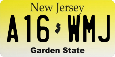 NJ license plate A16WMJ