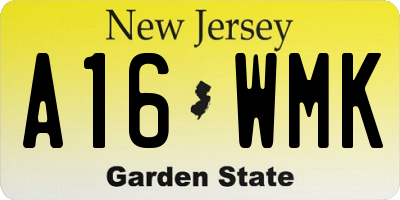 NJ license plate A16WMK