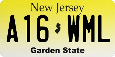 NJ license plate A16WML