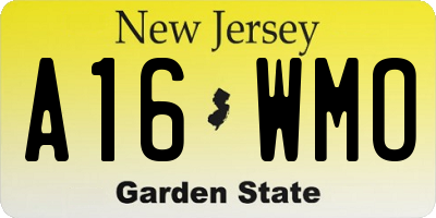 NJ license plate A16WMO