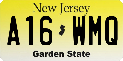 NJ license plate A16WMQ