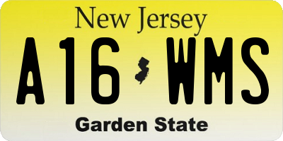 NJ license plate A16WMS