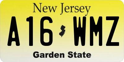 NJ license plate A16WMZ