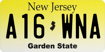 NJ license plate A16WNA