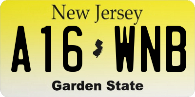 NJ license plate A16WNB