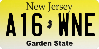 NJ license plate A16WNE