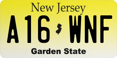 NJ license plate A16WNF