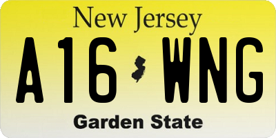 NJ license plate A16WNG