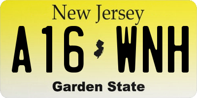 NJ license plate A16WNH