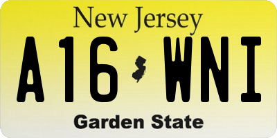 NJ license plate A16WNI