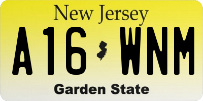 NJ license plate A16WNM