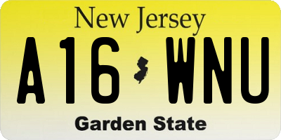 NJ license plate A16WNU