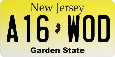 NJ license plate A16WOD
