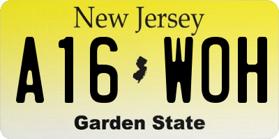 NJ license plate A16WOH
