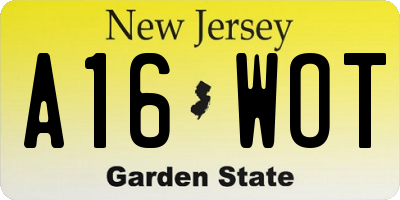 NJ license plate A16WOT