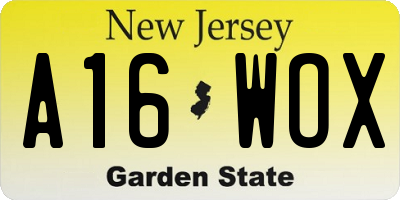 NJ license plate A16WOX
