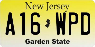 NJ license plate A16WPD
