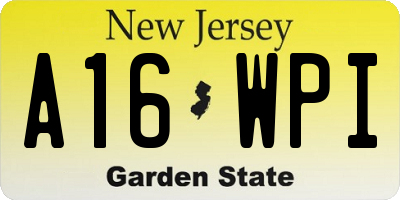 NJ license plate A16WPI