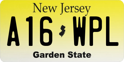 NJ license plate A16WPL