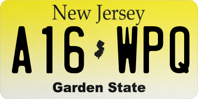NJ license plate A16WPQ