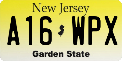 NJ license plate A16WPX
