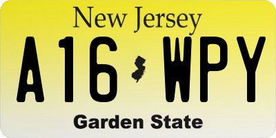 NJ license plate A16WPY