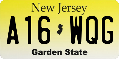 NJ license plate A16WQG