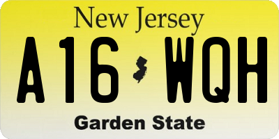 NJ license plate A16WQH