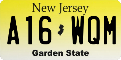 NJ license plate A16WQM